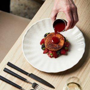 Point Leo stoneware dish, contemporary ceramic wavy shape